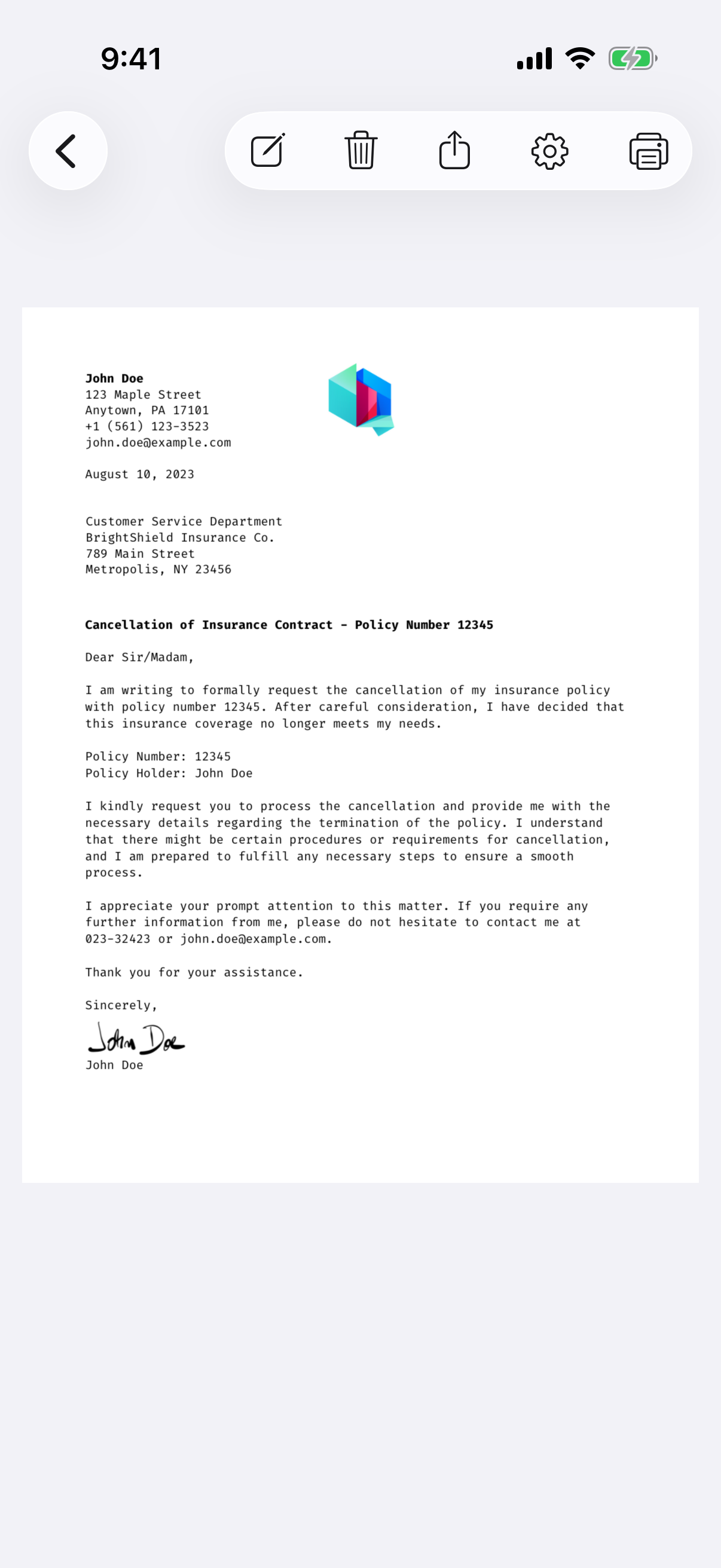 Letter app editor