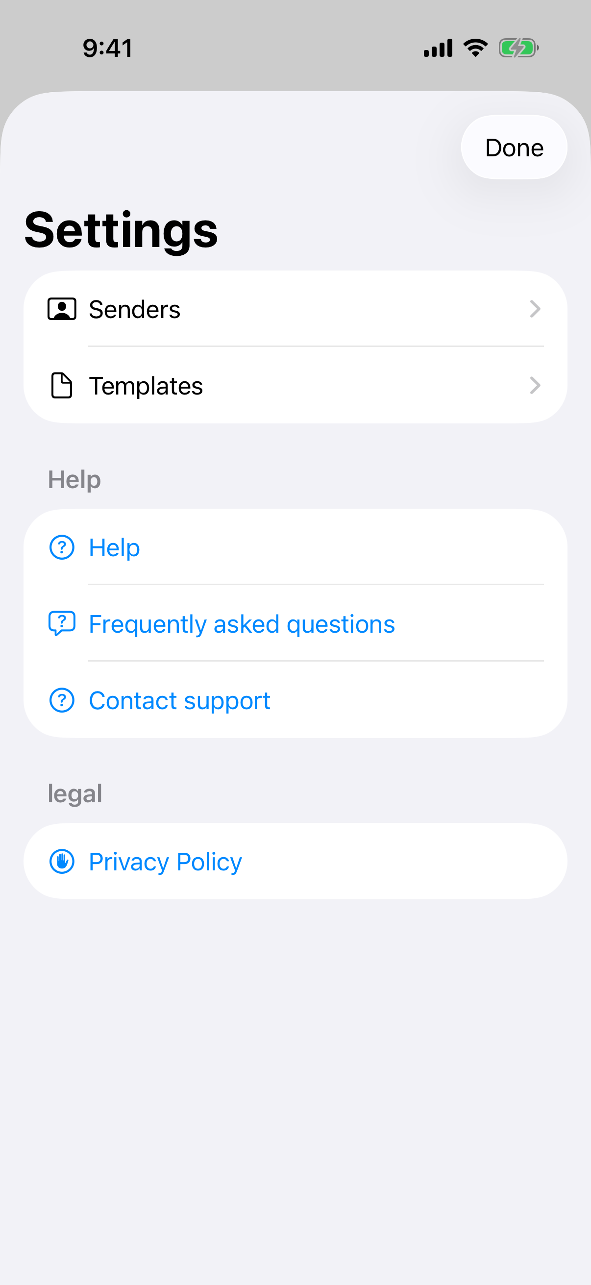App settings