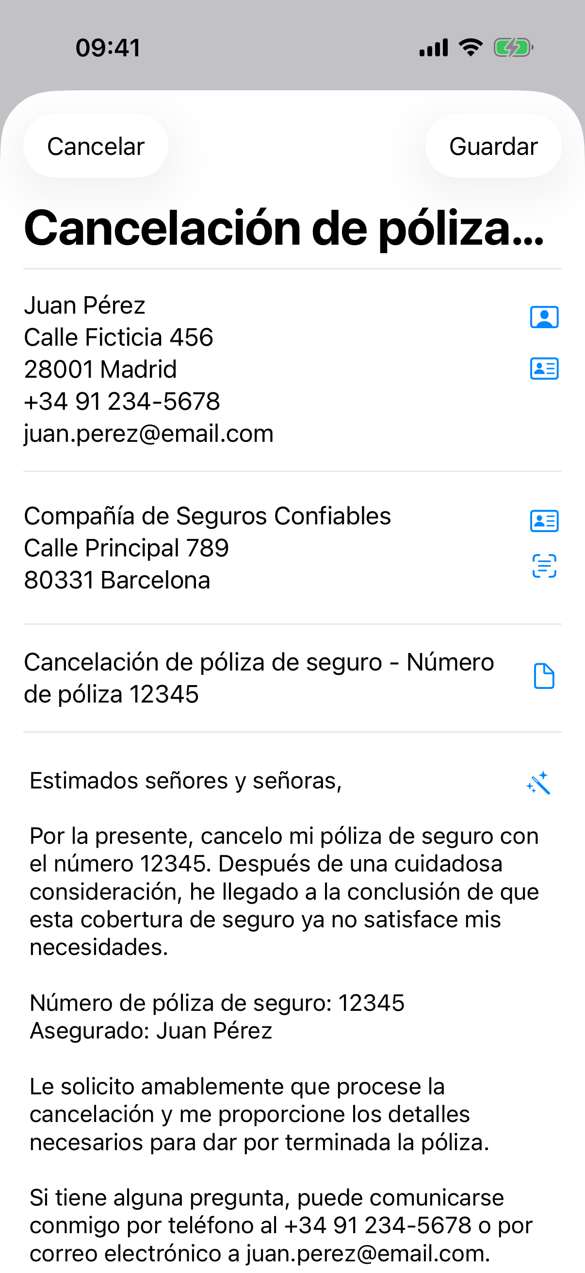 Letter app edit screen
