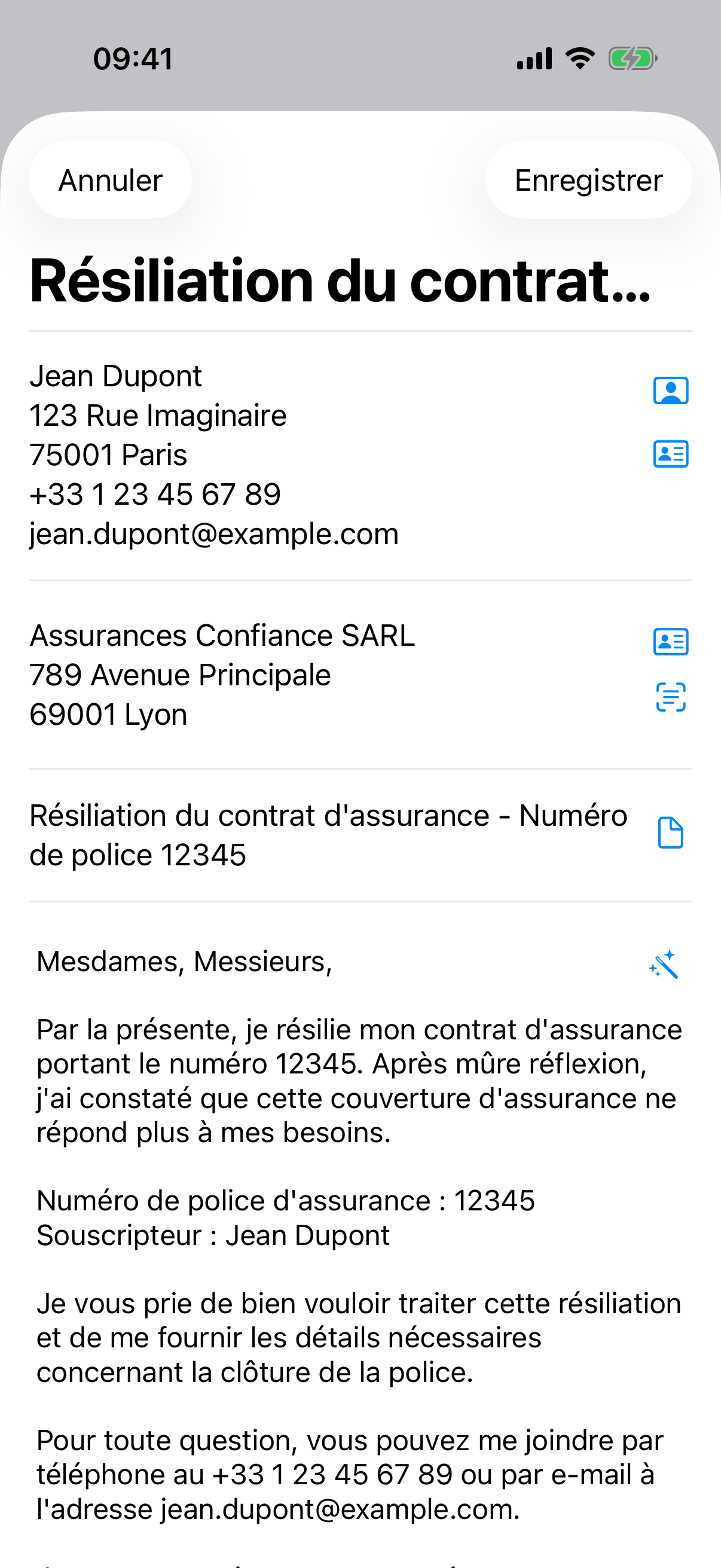 Letter app edit screen