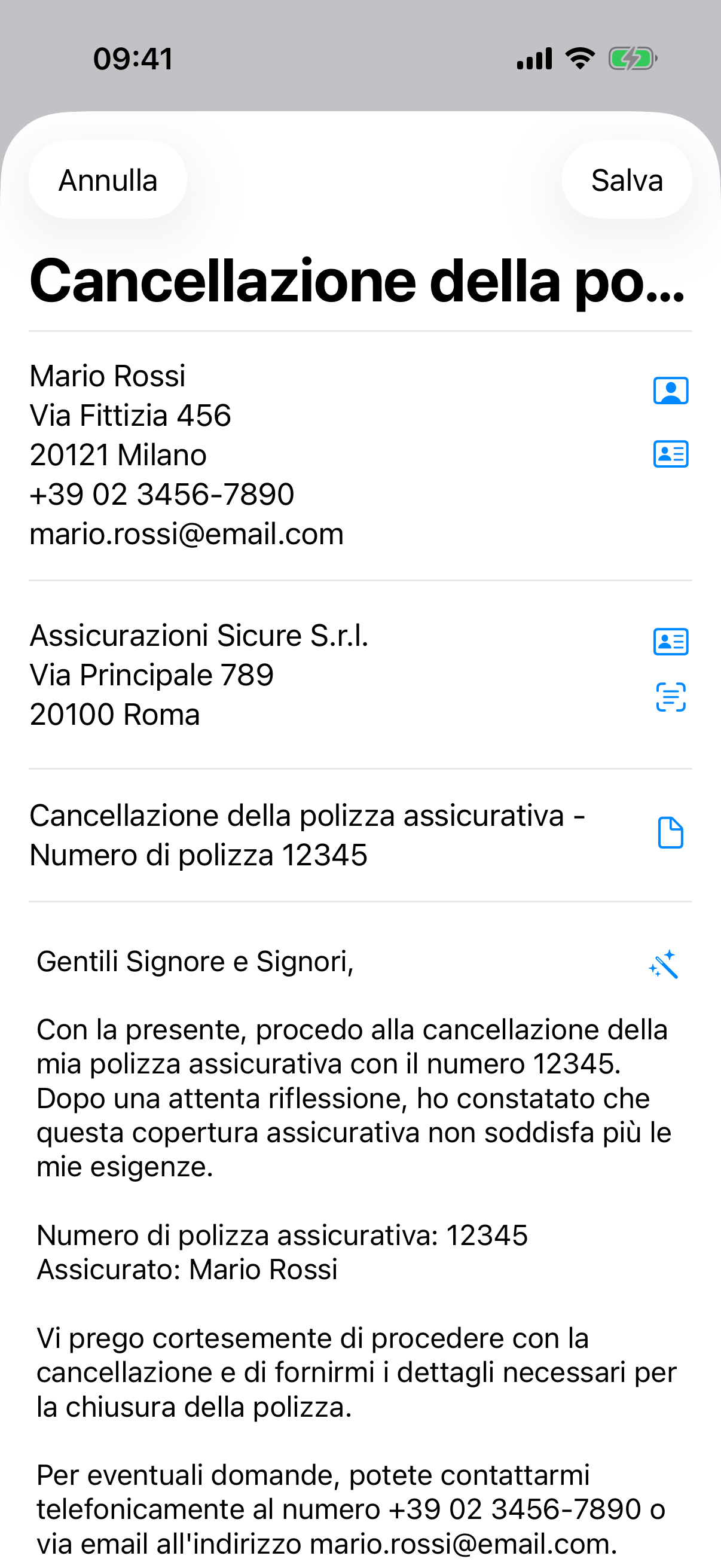 Letter app edit screen