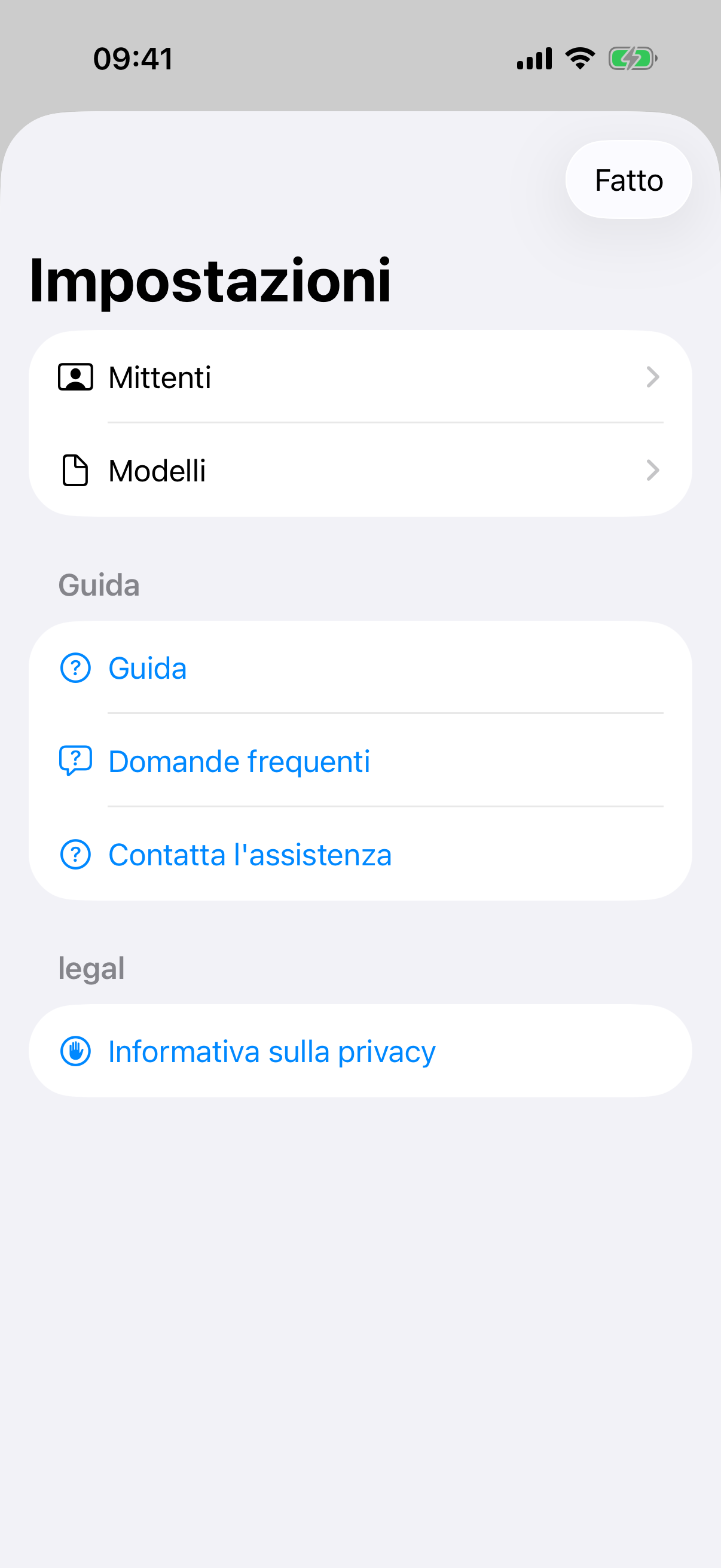 Impostazioni dell'app