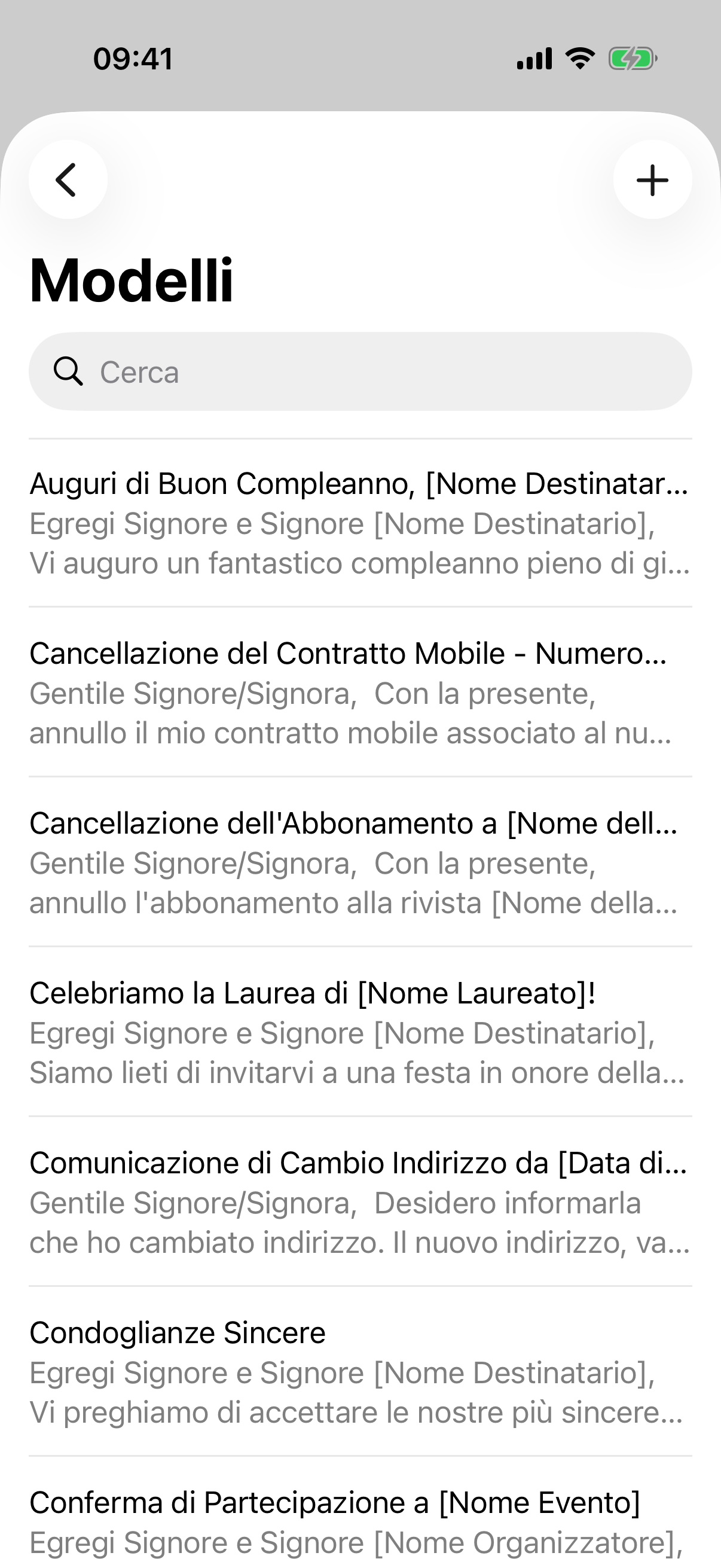 L'elenco dei modelli