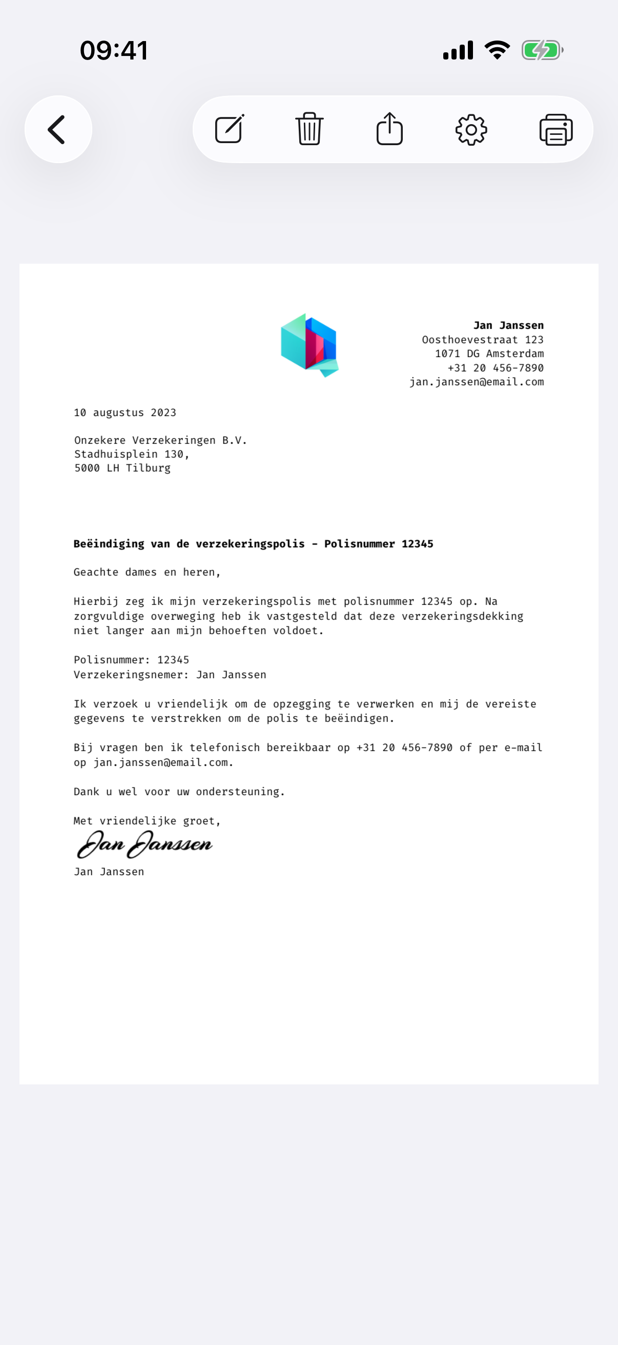 Letter app editor
