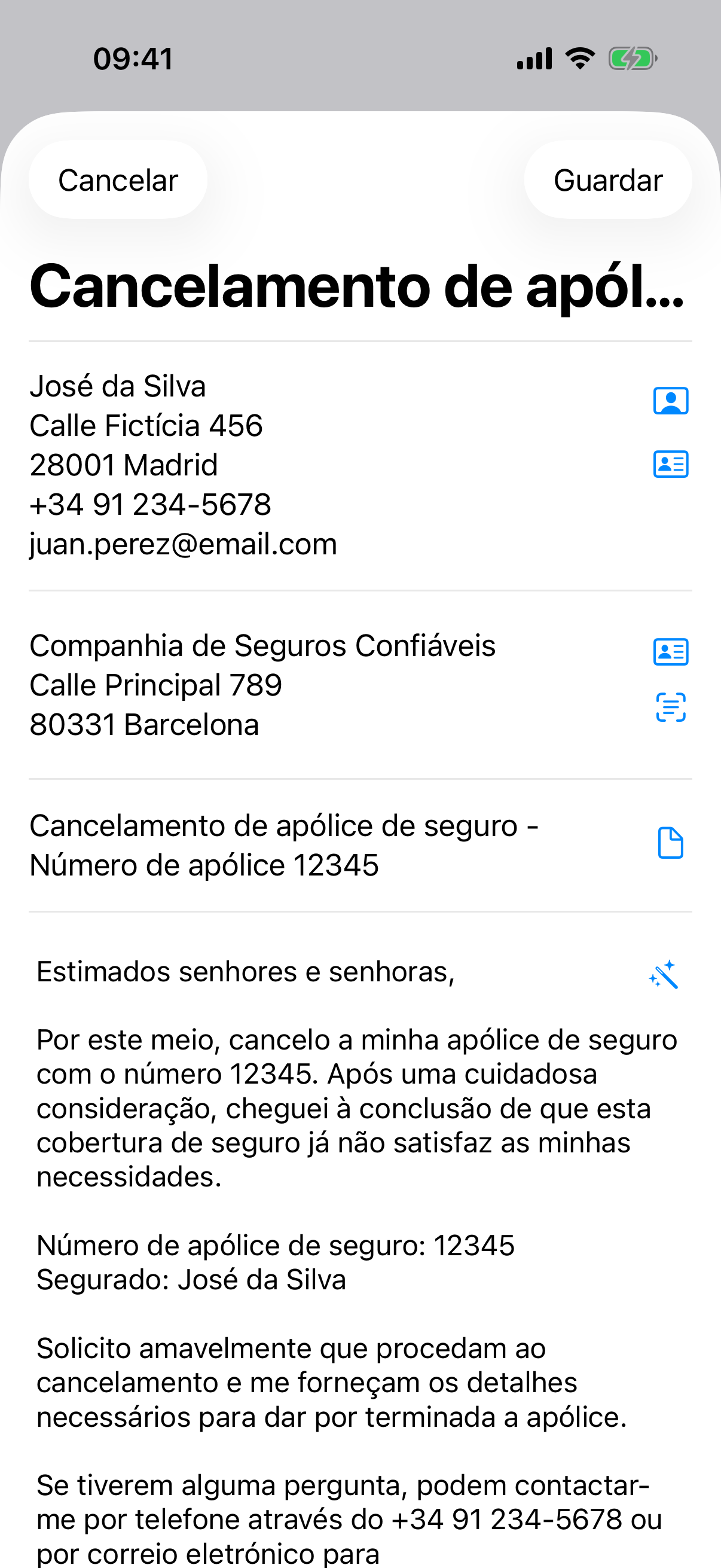 Letter app edit screen